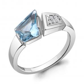 Серебряное кольцо AQUAMARINE с топазом и фианитом А6743892А фото