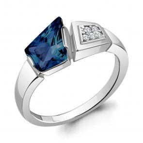 Серебряное кольцо AQUAMARINE с фианитом и Лондон топазом А6743893А фото