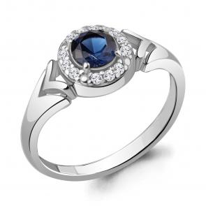 Серебряное кольцо AQUAMARINE с фианитом и гидротермальным сапфиром А67476АБ фото