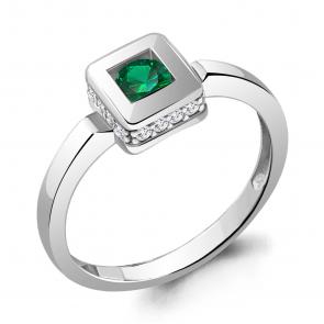Серебряное кольцо AQUAMARINE с фианитом и гидротермальным изумрудом А67477АГ фото