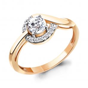 Кольцо из золочёного серебра AQUAMARINE с фианитом А67478А-п фото