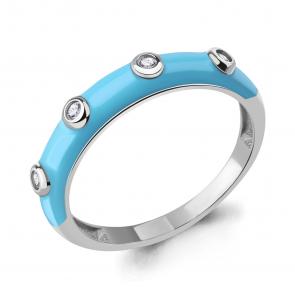 Серебряное кольцо AQUAMARINE с фианитом и эмалью А67764А фото