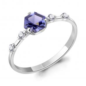 Серебряное кольцо AQUAMARINE с фианитом и танзанитом А67791603А фото