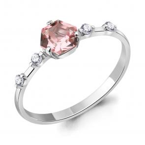 Серебряное кольцо AQUAMARINE с фианитом и морганитом А6779190А фото