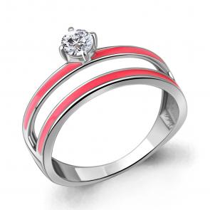 Серебряное кольцо AQUAMARINE с фианитом и эмалью А67823А фото