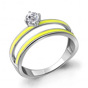 Серебряное кольцо AQUAMARINE с фианитом и эмалью А67825А фото