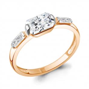Кольцо из золочёного серебра AQUAMARINE с фианитом А67835-пк фото