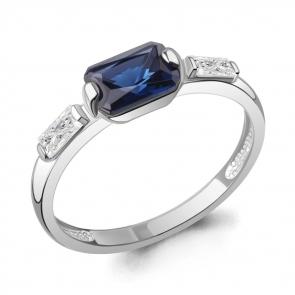 Серебряное кольцо AQUAMARINE с фианитом и гидротермальным сапфиром А67835Н фото