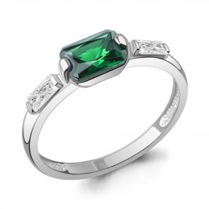Серебряное кольцо AQUAMARINE с фианитом и гидротермальным изумрудом А67835П фото