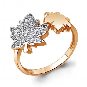 Кольцо из золочёного серебра AQUAMARINE с фианитом А67869А-пк фото