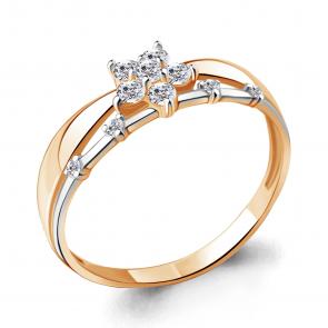 Кольцо из золочёного серебра AQUAMARINE с фианитом А68007А-пк фото