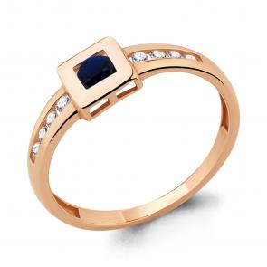 Кольцо из золочёного серебра AQUAMARINE с фианитом и гидротермальным сапфиром А68009Н-п фото