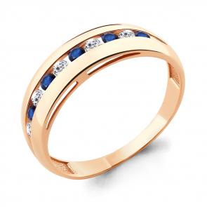 Кольцо из золочёного серебра AQUAMARINE с фианитом и гидротермальным сапфиром А68014Н-п фото