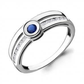 Серебряное кольцо AQUAMARINE с фианитом и гидротермальным сапфиром А68016Н фото