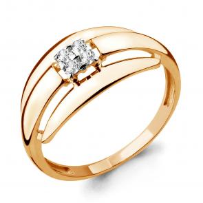 Кольцо из золочёного серебра AQUAMARINE с фианитом А68026А-п фото