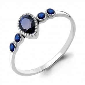 Серебряное кольцо AQUAMARINE с гидротермальным сапфиром А68109Б фото