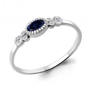 Серебряное кольцо AQUAMARINE с фианитом и гидротермальным сапфиром А68110Б фото