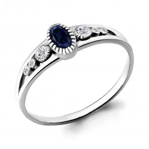 Серебряное кольцо AQUAMARINE с фианитом и гидротермальным сапфиром А68111Б фото