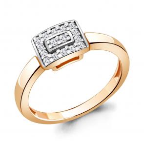 Кольцо из золочёного серебра AQUAMARINE с фианитом А68113А-пк фото