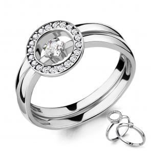 Серебряное кольцо-трансформер AQUAMARINE с фианитом А68230А фото