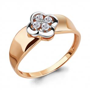 Кольцо из золочёного серебра AQUAMARINE с фианитом А68262А-пк фото