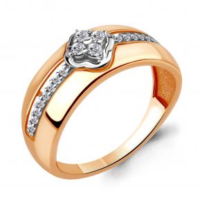 Кольцо из золочёного серебра AQUAMARINE с фианитом А68264А-пк фото