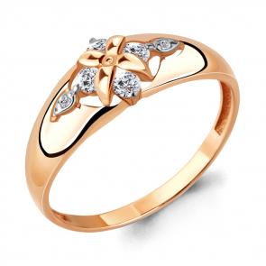 Кольцо из золочёного серебра AQUAMARINE с фианитом А68281А-п фото