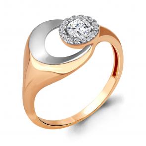 Кольцо из золочёного серебра AQUAMARINE с фианитом А68290А-пк фото