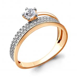 Кольцо из золочёного серебра AQUAMARINE с фианитом А68297-пк фото