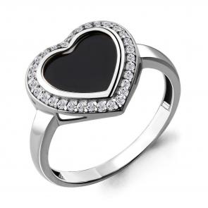 Серебряное кольцо AQUAMARINE с фианитом и ювелирным кристаллом А68303АЧ фото