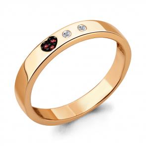 Кольцо из золочёного серебра AQUAMARINE с фианитом и турмалином А68340АВ-п фото