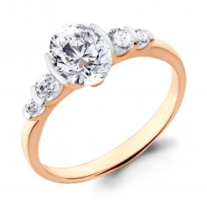 Кольцо из золочёного серебра AQUAMARINE с фианитом А68348-пк фото