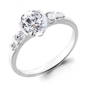 Серебряное кольцо AQUAMARINE с фианитом А68348 фото