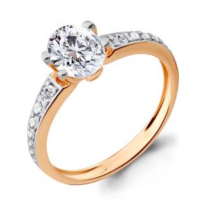 Кольцо из золочёного серебра AQUAMARINE с фианитом А68349А-пк фото