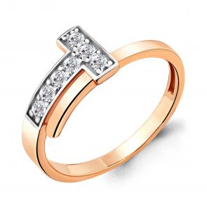 Кольцо из золочёного серебра AQUAMARINE с фианитом А68383А-пк фото