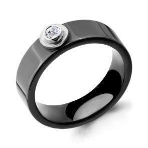 Серебряное кольцо AQUAMARINE с фианитом и керамикой А68441 фото