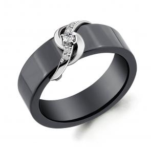 Серебряное кольцо AQUAMARINE с фианитом и керамикой А68442 фото