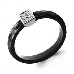 Серебряное кольцо AQUAMARINE с фианитом и керамикой А68456 фото