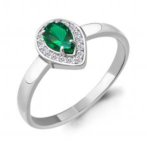 Серебряное кольцо AQUAMARINE с фианитом и гидротермальным изумрудом А68470АГ фото