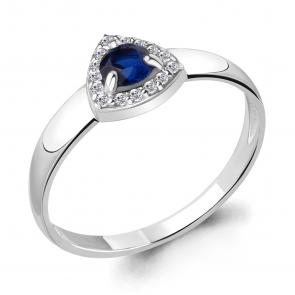 Серебряное кольцо AQUAMARINE с фианитом и гидротермальным сапфиром А68482АБ фото