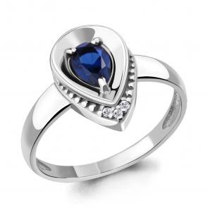 Серебряное кольцо AQUAMARINE с фианитом и гидротермальным сапфиром А68483АБ фото