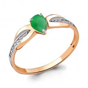 Кольцо из золочёного серебра AQUAMARINE с фианитом и ювелирным кристаллом А68500101Г-п фото