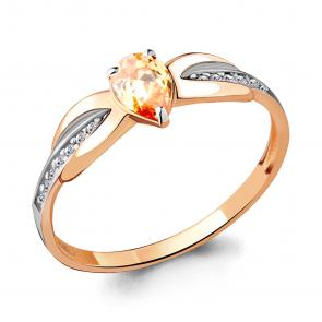 Кольцо из золочёного серебра AQUAMARINE с фианитом А68500Е-пк фото