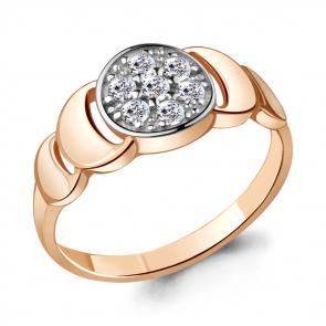 Кольцо из золочёного серебра AQUAMARINE с фианитом А68518А-пк фото