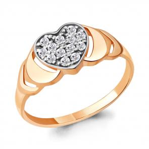 Кольцо из золочёного серебра AQUAMARINE с фианитом А68521А-п фото