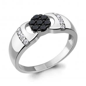 Серебряное кольцо AQUAMARINE с фианитом и ювелирным кристаллом А68530АЧ фото