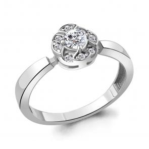 Серебряное кольцо AQUAMARINE с фианитом А68540А фото