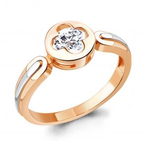 Кольцо из золочёного серебра AQUAMARINE с фианитом А68550-пк фото