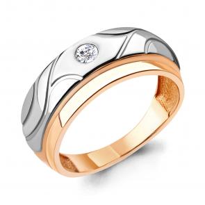 Кольцо из золочёного серебра AQUAMARINE с фианитом А68559А-пк фото