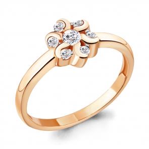 Кольцо из золочёного серебра AQUAMARINE с фианитом А68599А-п фото